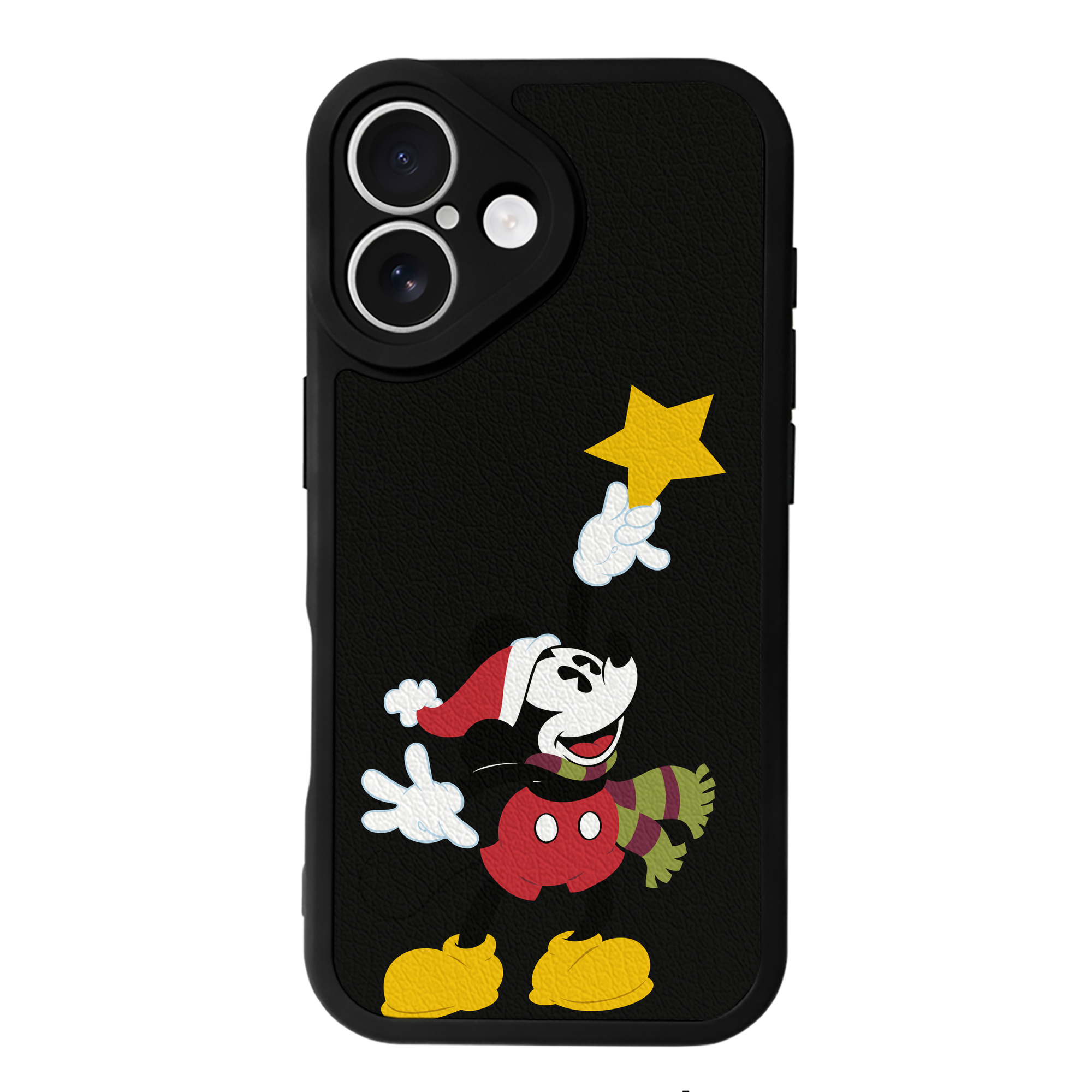 （画像用） ミッキーマウス Mickey Mouse 【iPhone 16シリーズ対応】シリコンスマホケース（レザー調） 材質：シリコン